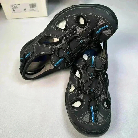 J Murphy Men 8 Black Leather Casual Sport Water Sandals Fisherman Hiking Shoes
